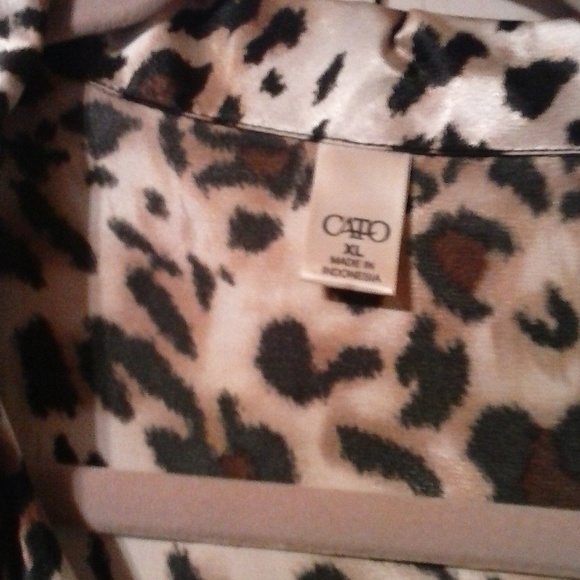 Cato Animal Print Silky Pajama Top - Picture 2 of 5